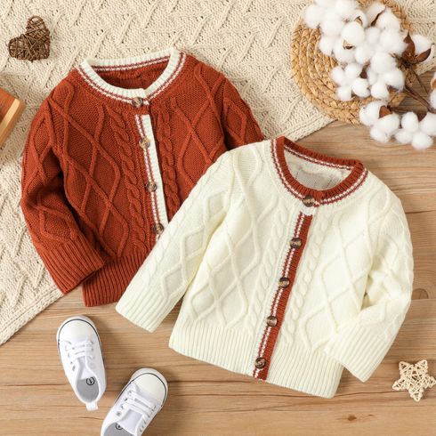 Baby Boy/Girl Cable Knit Long-sleeve Button Up Sweater