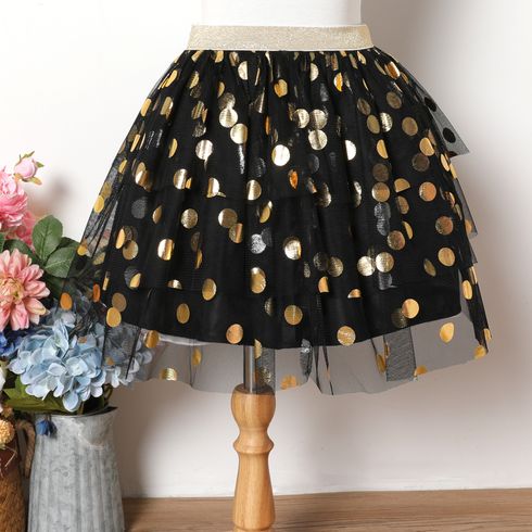 Kid Girl Glitter Polka dots Layered Mesh Skirt