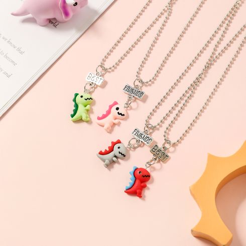 2-pack Letter Dinosaur Pendant Alloy Necklace Set