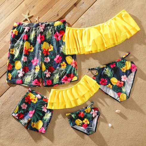 Family Matching Colorful Floral Print Two-Piece Swimsuit