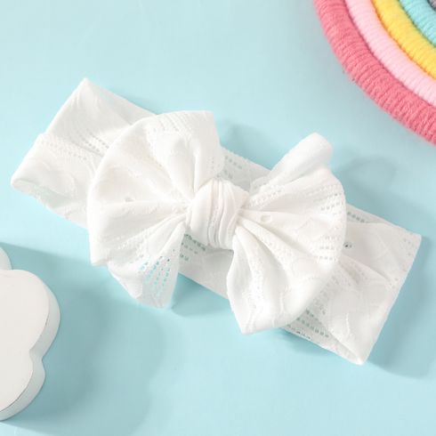 Hollow Out Bow Stretchy Headband for Girls White big image 1
