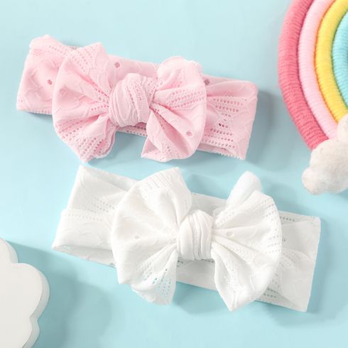 Hollow Out Bow Stretchy Headband for Girls White big image 6