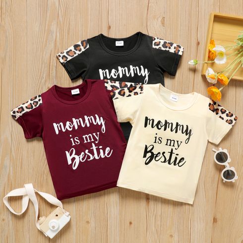 Toddler Girl Letter Leopard Print Casual Short-sleeve Tee