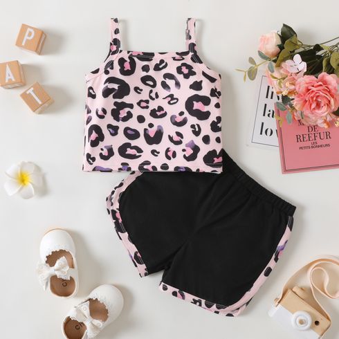 2pcs Baby Girl Leopard Cami Top and Shorts Set