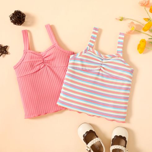Toddler Girl Ribbed Stripe/Pink Camisole