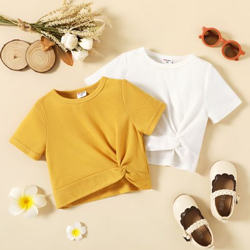 Toddler Girl Solid Color Twist Knot Short-sleeve Tee