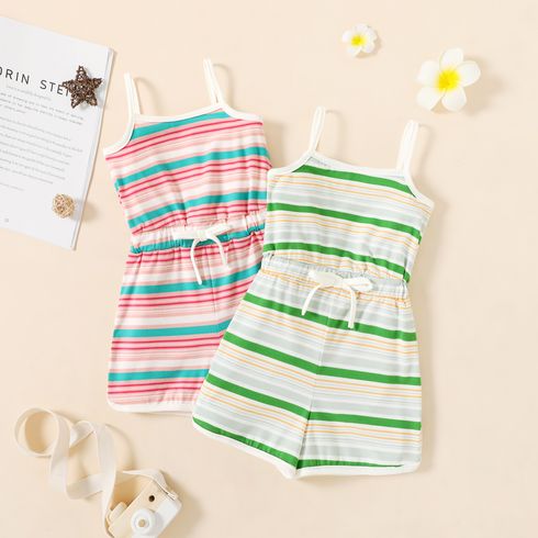 Toddler Girl Bowknot Design Stripe Cami Romper Jumpsuit Shorts