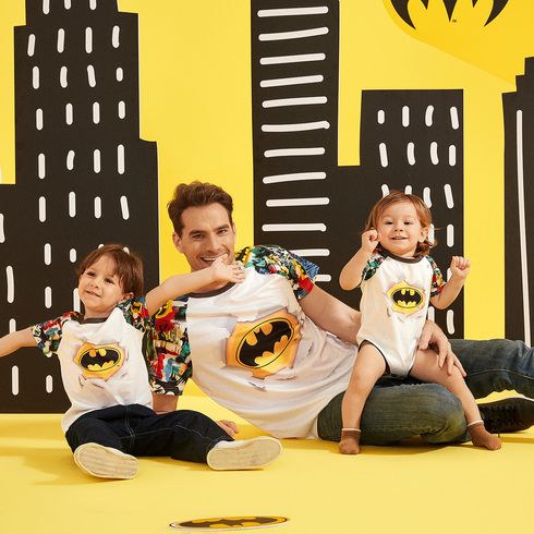 Batman Family Matching Graphic White Raglan-sleeve T-shirts