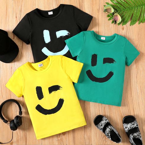 Kinder Jungen Gesichtsausdrücke Kurzärmelig T-Shirts