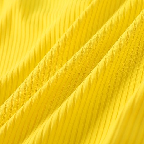 2pcs Kid Girl Ffloral Print Ribbed Splice Button Design Sleeveless Belted Rompers Yellow big image 4