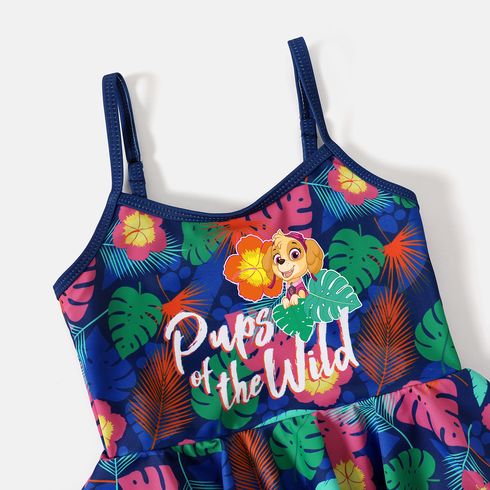 PAW Patrol Family Matching Allover Palm Leaf Print One-piece Swimsuit and Graphic Swim Trunks Tibetanblue big image 8