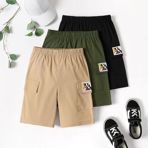 Kid Boy Patch Embroidered Pocket Design Cargo Shorts