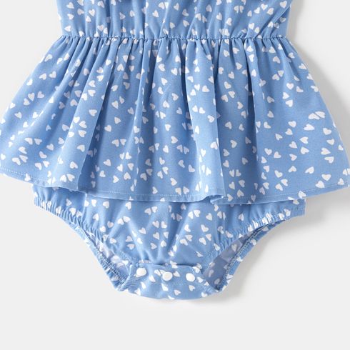 All Over Dots Print Blue Sleeveless Spaghetti Strap V Neck Ruffle Wrap Dress for Mom and Me lightbluewhite big image 10