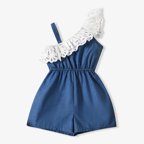 Toddler Girl Schiffy Design Sleeveless Denim Romper Jumpsuit Shorts