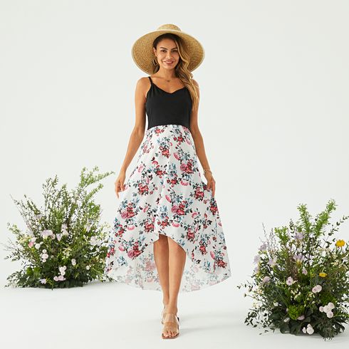 Nursing Floral Panel Dip Hem Cami Dress