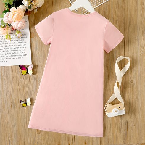 Kid Girl Unicorn Print Short-sleeve Light Pink Dress Light Pink big image 5