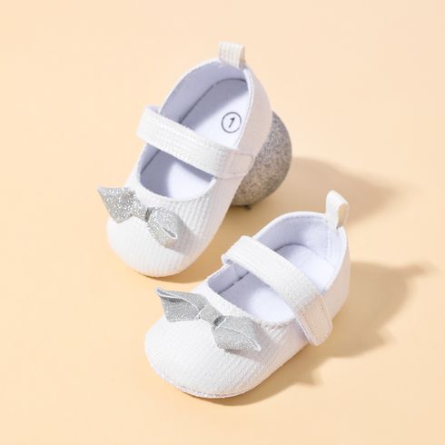 Baby / Toddler Glitter Bow Decor White Prewalker Shoes