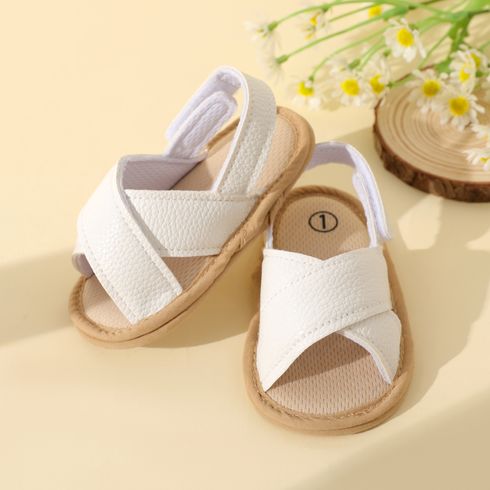 Baby / Toddler Crisscross Strap Slingback Open Toe Soft Sole Sandals Prewalker Shoes White big image 3