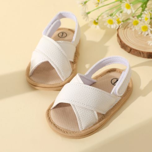 Baby / Toddler Crisscross Strap Slingback Open Toe Soft Sole Sandals Prewalker Shoes White big image 1