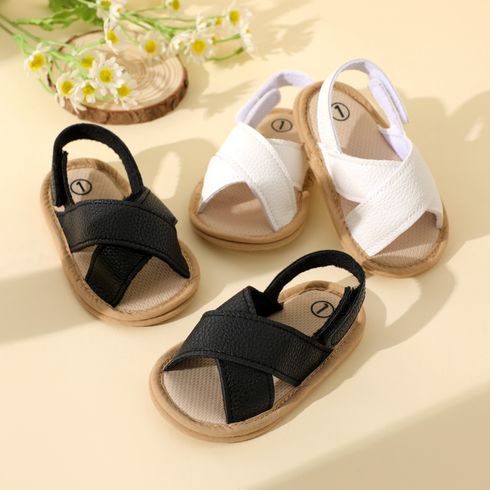 Baby / Toddler Crisscross Strap Slingback Open Toe Soft Sole Sandals Prewalker Shoes White big image 2