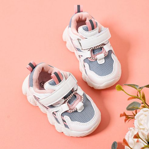 Toddler Striped Mesh Panel Pink Sports Shoes
