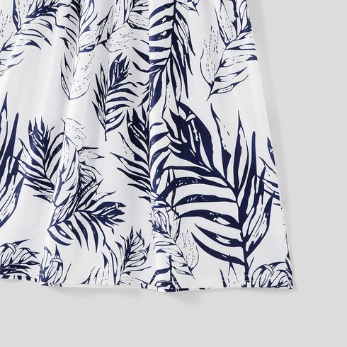 Family Matching Solid Splicing Plant Print Sleeveless Midi Dresses and Short-sleeve T-shirts Sets royalblue big image 5