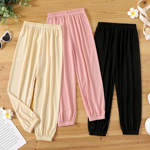 Kid Girl Solid Color Elasticized Modal Ankle Length Pants