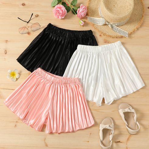 Kid Girl Pleated Solid Color Elasticized Shorts