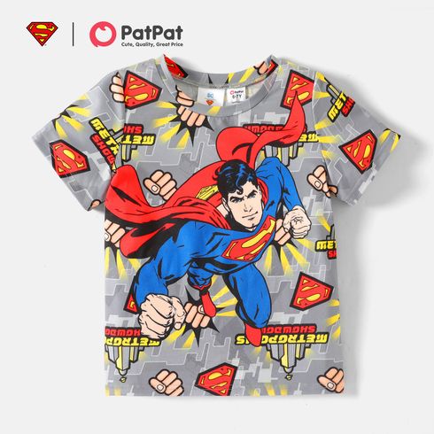 Superman Kid Boy Allover Print Colorblock Short-sleeve Tee