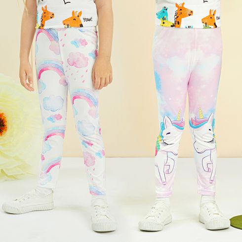 Toddler Girl Tie Dye Unicorn/Cloud Print Leggings