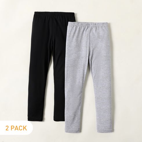 2-pack/1-pack Kid Girl 100% Cotton Solid Elasticized Leggings
