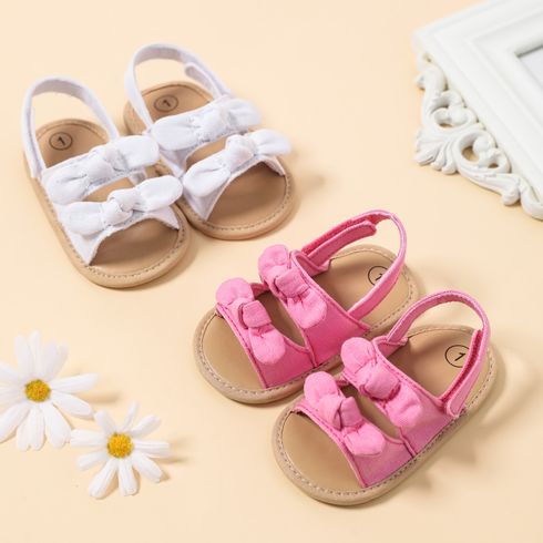 Baby / Toddler Dual Bow Decor Solid Sandals Prewalker Shoes
