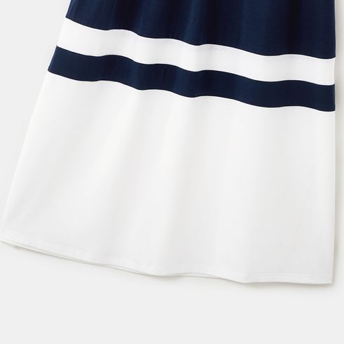 Family Matching Colorblock Button Front Sleeveless Maxi Dresses and Short-sleeve T-shirts Sets royalblue big image 5