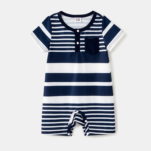 Family Matching Colorblock Button Front Sleeveless Maxi Dresses and Short-sleeve T-shirts Sets royalblue big image 11