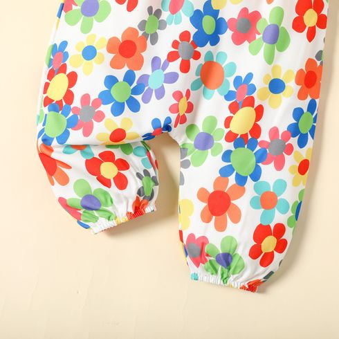 Baby Girl All Over Colorful Floral Print Spaghetti Strap Jumpsuit MultiColour big image 5