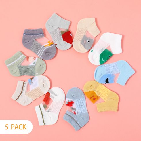 5-pairs Baby / Toddler / Kid Cartoon Pattern Mesh Panel Breathable Socks