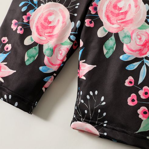 2pcs Kid Girl Bowknot Design Sleeveless Tee and Floral Print Leggings Shorts Set Pink big image 5