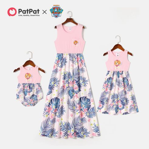 PAW Patrol Mommy and Me Pink and Floral Print Splice Tank Dress