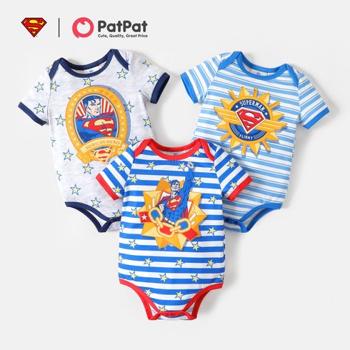 Superman Baby Boy Stripe and Stars Super Hero Short-sleeve Bodysuit