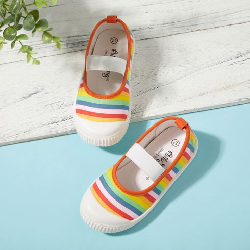 Toddler / Kid Rainbow Pattern Elastic Strap Canvas Casual Shoes