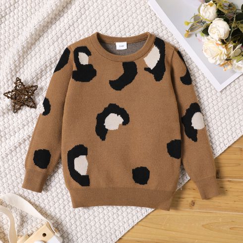 Toddler Girl Casual Leopard Print Brown Sweater