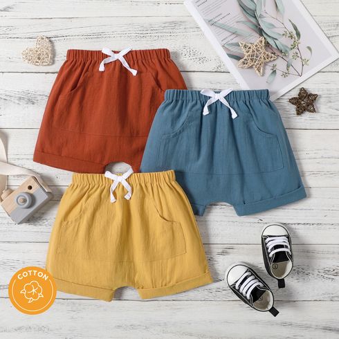 100% Cotton Baby Boy/Girl Solid Rolled Hem Shorts