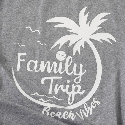 Family Matching 95% Cotton Short-sleeve Coconut Tree & Letter Print T-shirts ColorBlock big image 4
