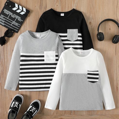 Enfants Garçon Couture de tissus Rayures Manches longues T-Shirt