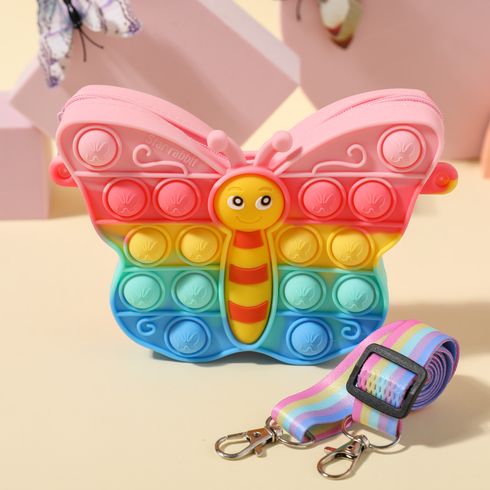 Kids Silicone Butterfly Sensory Stress Relief Toy Mini Coin Purse Crossbody Shoulder Bag