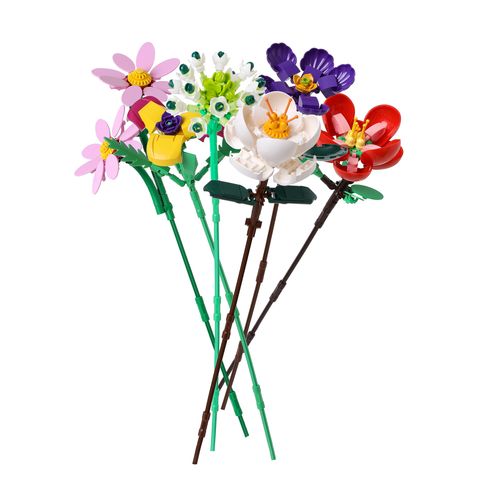 Flower Bouquet Building Block Kit DIY Artificial Flowers Building Toys Creative Project Toys Gift for Adults Kids (Does not include vase)