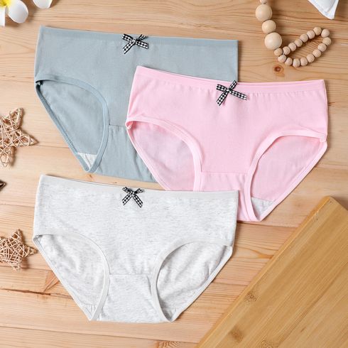 Kid Girl 100% Cotton Bowknot Design Solid Color Briefs Underwear