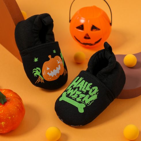 Baby / Toddler Halloween Pumpkin Letter Pattern Black Prewalker Shoes