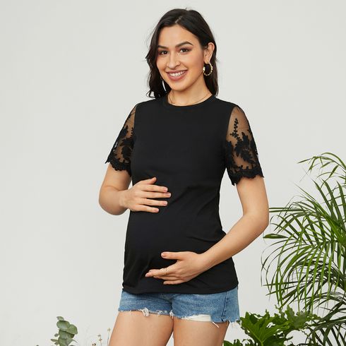 Maternity Guipure Lace Short-sleeve Tee