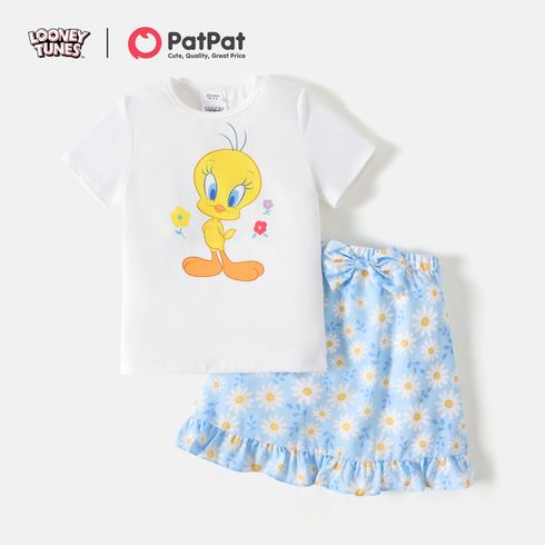 Looney Tunes 2pcs Kid Girl Tweety Tee and Allover Daisy Skirt Sets